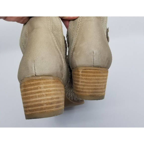 Very Volatile Los Angeles Veracruz Sz 10 Tan Suede Leather Woven Ankle Bootie - Picture 6 of 15